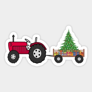 Christmas Tractor Sticker